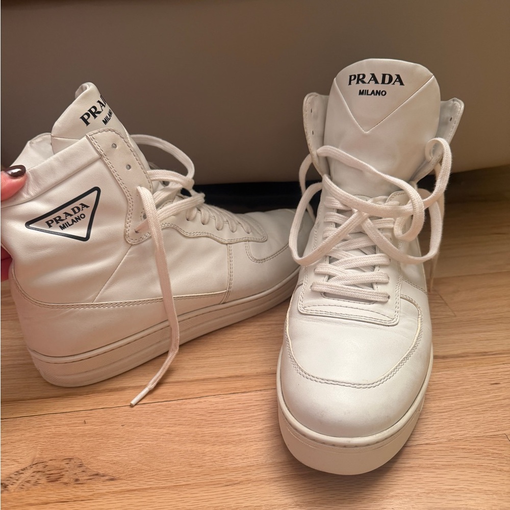 Prada White Leather High-Tops